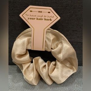 New Gold Satin Scrunchies Bride Bridesmaids Bachelorette Favors Gifts Party Hair